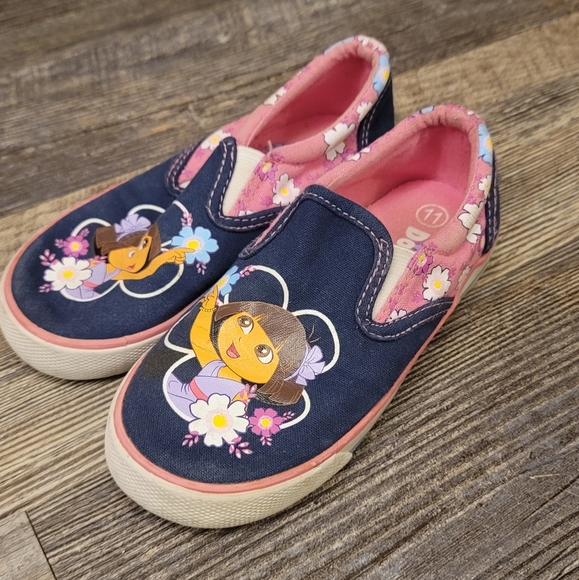 Dora the Explorer Blue Slip On Sneakers Keds  Shoes Toddler Girl Size 11 Cartoon - Picture 1 of 9